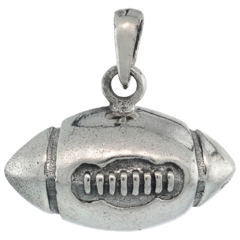 Sterling Silver Football Pendant, 7/8 inch wide