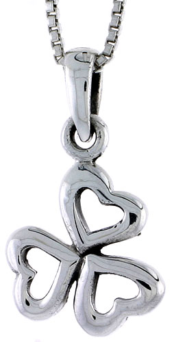Sterling Silver Clover / Triple Heart Pendant, 1/2 inch tall