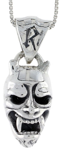 Sterling Silver Demon / Devil Pendant, 7/8 inch tall