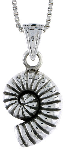 Sterling Silver Snail Shell Pendant, 5/8 inch tall