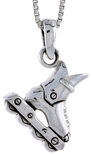 Sterling Silver Roller Blade Pendant, 3/4 inch tall