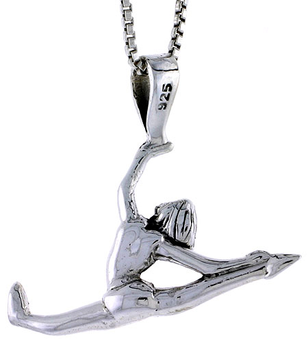 Sterling Silver Gymnast Pendant, 3/4 inch tall