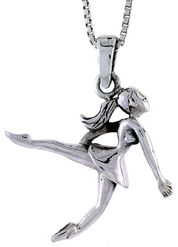 Sterling Silver Ballerina Pendant, 7/8 inch tall