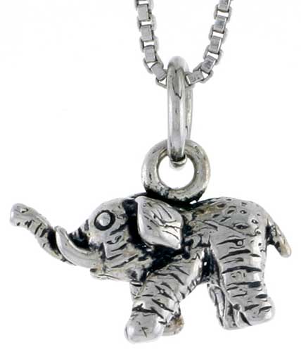 Sterling Silver Elephant Charm, 5/8 inch wide