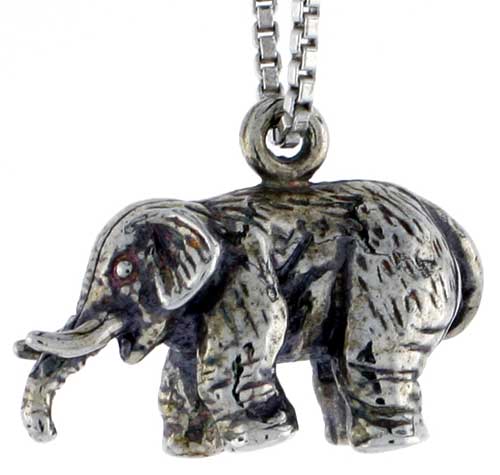 Sterling Silver Elephant Charm, 3/4 inch wide