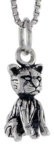 Sterling Silver Cat Charm, 1/2 inch tall