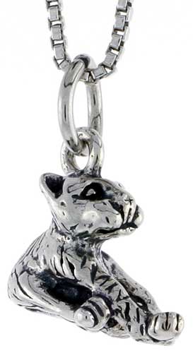 Sterling Silver Cat Charm, 1/2 inch wide