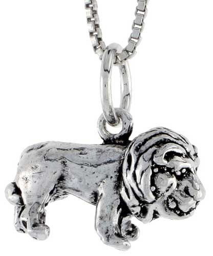 Sterling Silver Lion Charm, 3/4 inch wide