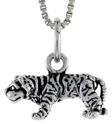 Sterling Silver Tiger Charm, 1/2 inch wide