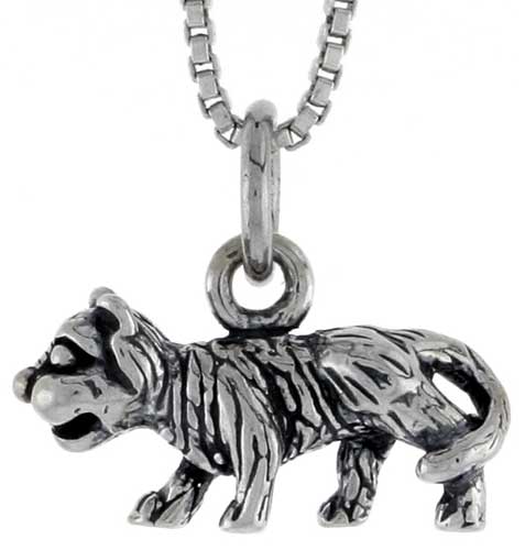 Sterling Silver Tiger Charm, 5/8 inch wide