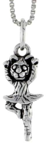 Sterling Silver Dancing Cat Charm, 3/4 inch tall
