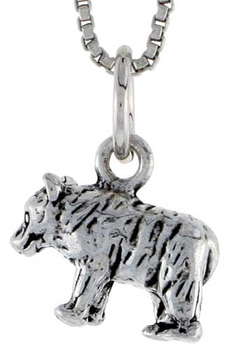 Sterling Silver Bear Charm, 1/2 inch wide
