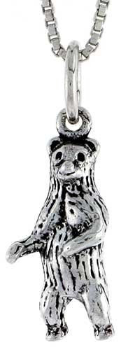 Sterling Silver Standing Bear Charm, 3/4 inch tall