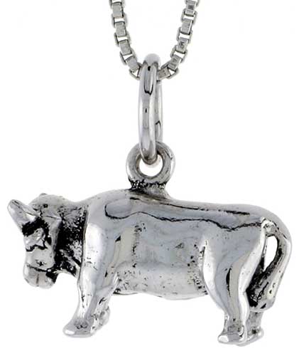 Sterling Silver Cow Charm, 3/4 inch wide