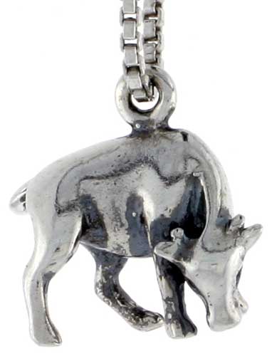 Sterling Silver Bull Charm, 1/2 inch wide