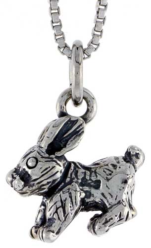 Sterling Silver Rabbit Charm, 1/2 inch wide