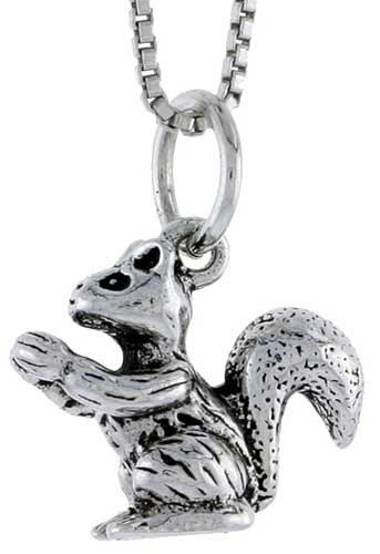 Sterling Silver Squirrel Charm, 1/2 inch tall