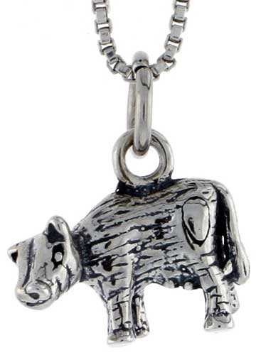 Sterling Silver Cow Charm, 1/2 inch wide