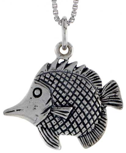 Sterling Silver Spine-rayed Fish Charm, 3/4 inch tall