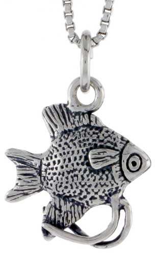 Sterling Silver Angelfish Charm, 1/2 inch tall