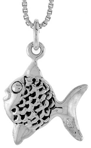 Sterling Silver Fish Charm, 5/8 inch tall