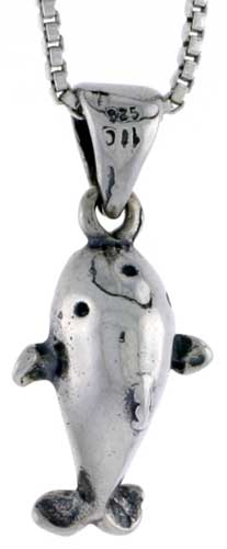 Sterling Silver Molar Fish Charm, 1/2 inch tall