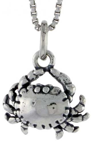 Sterling Silver Crab Charm, 1/2 inch tall