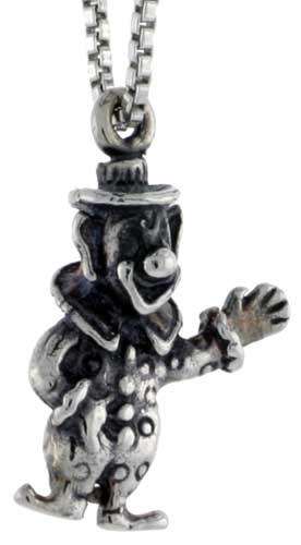 Sterling Silver Clown Charm, 3/4 inch tall