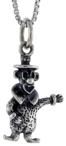Sterling Silver Clown Charm, 3/4 inch tall