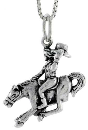 Sterling Silver Cowboy on a Horse Charm, 3/4 inch tall