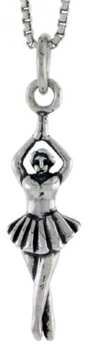 Sterling Silver Ballerina Charm, 1 inch tall