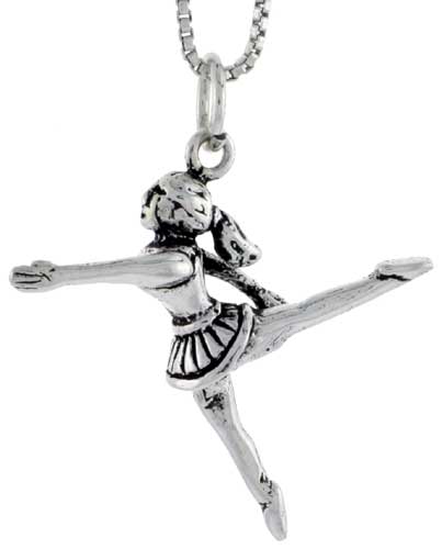 Sterling Silver Cheerleader Charm, 1 inch tall