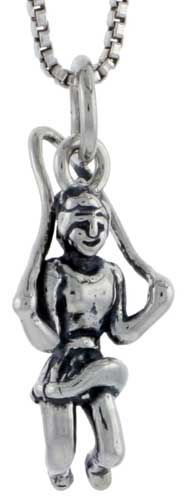 Sterling Silver Girl Playing Jump Rope Charm, 3/4 inch tall