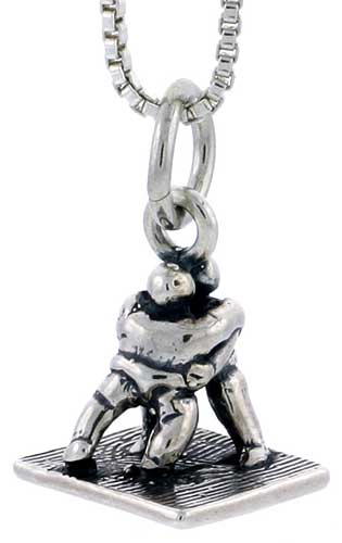 Sterling Silver Wrestling Match Charm, 1/2 inch tall