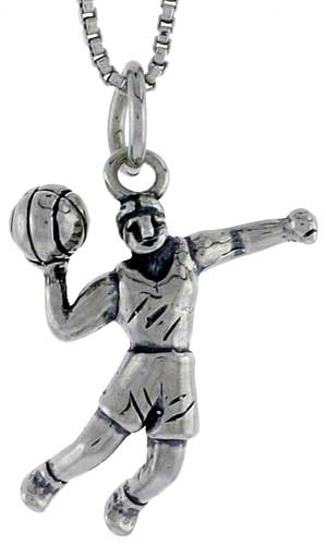 Sterling Silver Basketball Player Charm, 3/4 inch tall