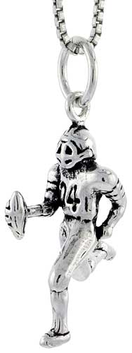 Sterling Silver Football Player Charm, 7/8 inch tall