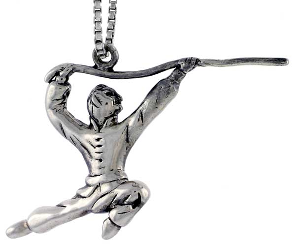 Sterling Silver Kung Fu Exhibitionist Charm, 7/8 inch tall