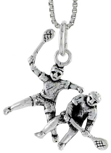Sterling Silver Tennis Players Charm, 3/4 inch tall