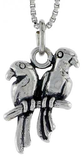 Sterling Silver Love Birds Charm, 3/4 inch tall