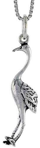 Sterling Silver Ostrich Charm, 1 1/4 inch tall