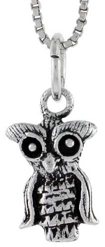 Sterling Silver Owl Charm, 1/2 inch tall