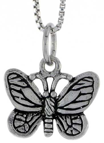 Sterling Silver Butterfly Charm, 1/2 inch tall