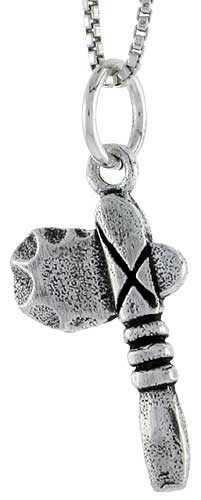 Sterling Silver Stone Tomahawk Charm, 3/4 inch tall