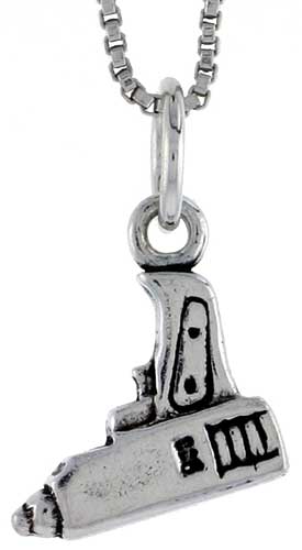 Sterling Silver Drill Charm, 1/2 inch tall