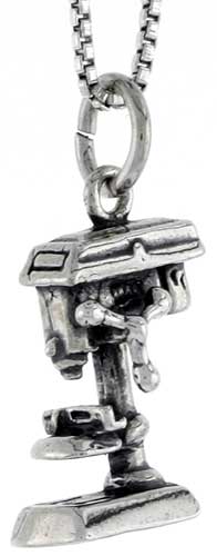 Sterling Silver Drill Press Charm, 5/8 inch tall