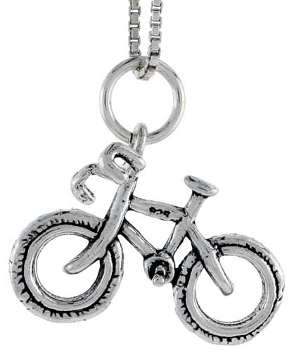 Sterling Silver Street Bicycle Charm, 1/2 inch tall