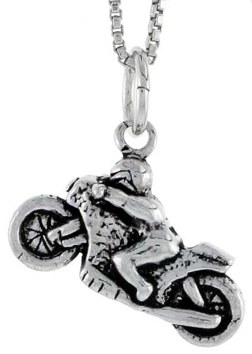 Sterling Silver Racing Motorcycle Charm, 1/2 inch tall