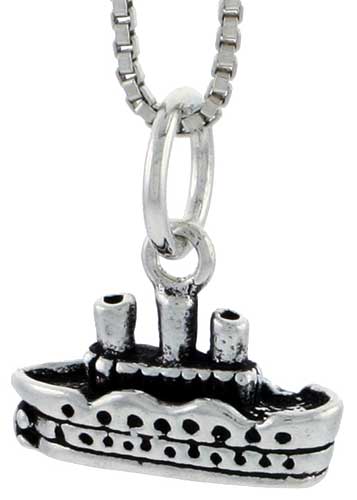 Sterling Silver Steam Boat Charm, 5/16 inch tall