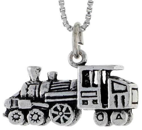 Sterling Silver Early Locomotive Charm, 1/2 inch tall