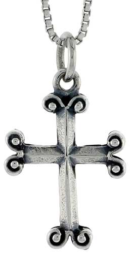 Sterling Silver Budded Cross Charm, 3/4 inch tall